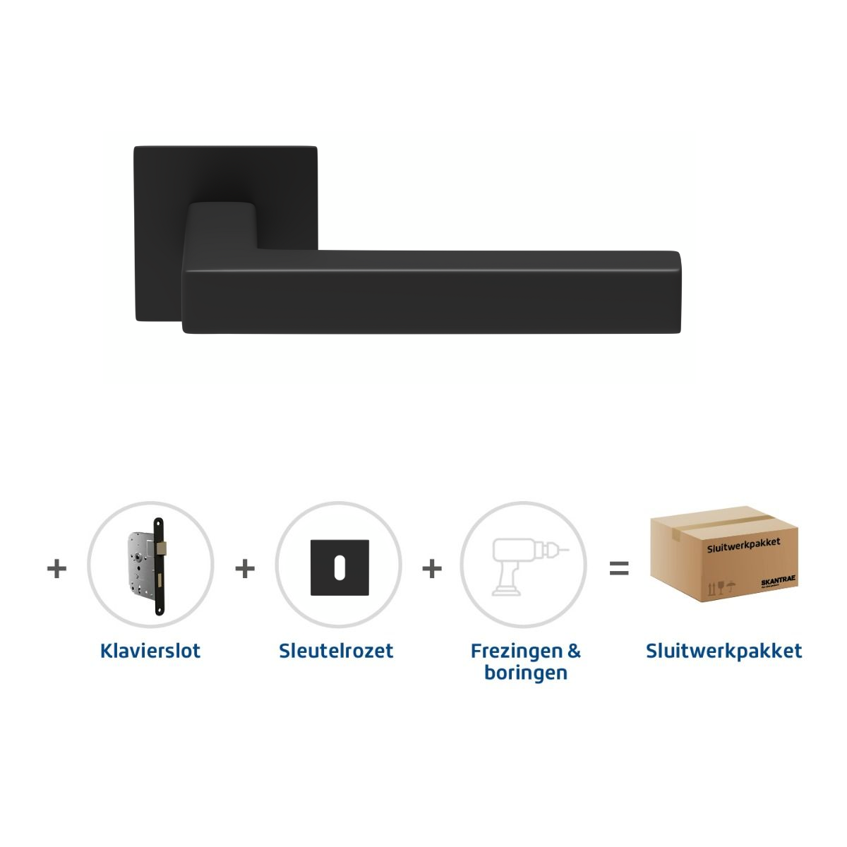 Sluitwerkpakketten met Deurkruk Squared 20 Flat Zwart